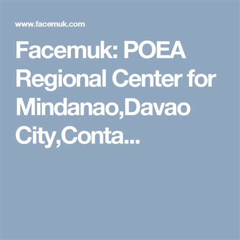 poea regional center for mindanao|POEA Davao City .